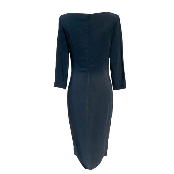 Ralph Lauren Black Label Black Long Sleeve Side Ruched Midi Dress 8 - Picture 2 of 12